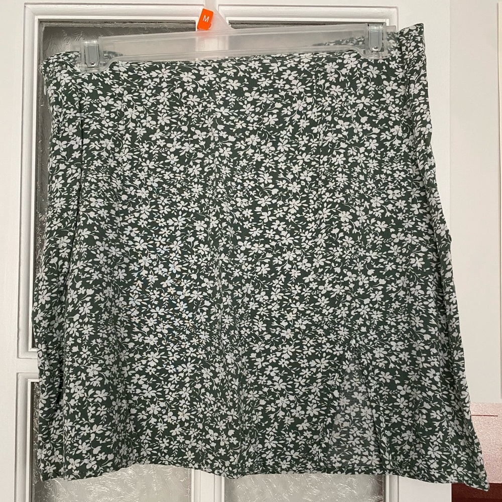 Floral Green Mini Skirt